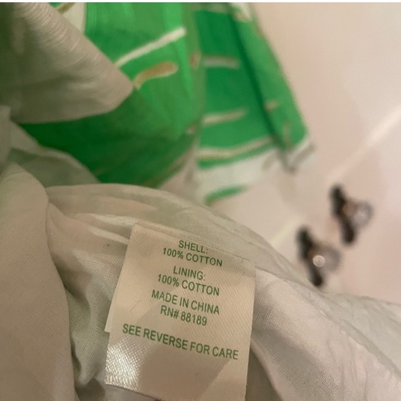 Lilly Pulitzer Lottie Stinger Print Strapless Dress Green, White, and Gold - Picture 3 of 5